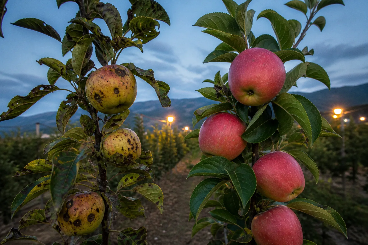 Apple orchard IPM transition: pest control before and after